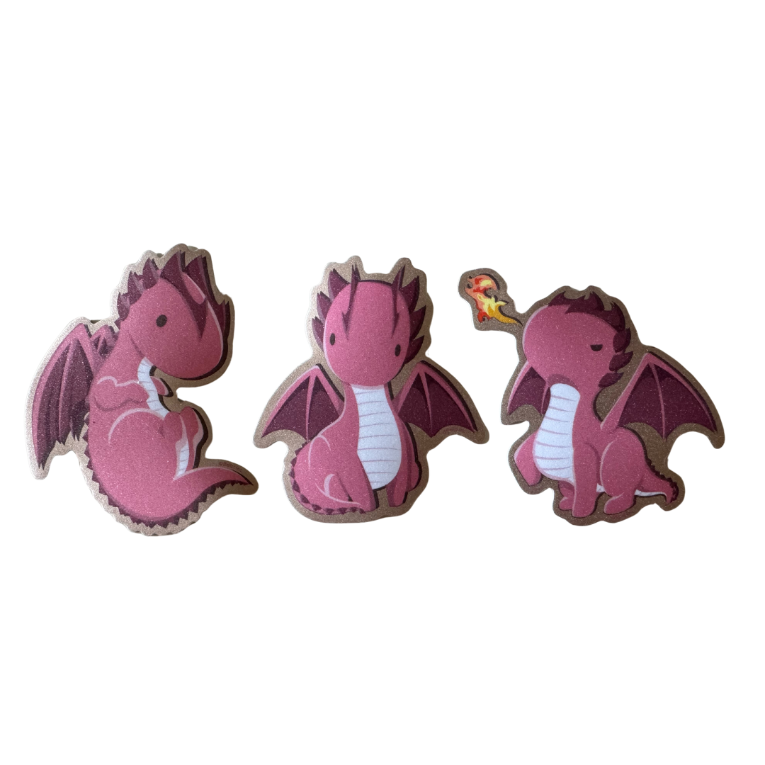 Bellzi Draggi the Dragon Set of 3 Stickers
