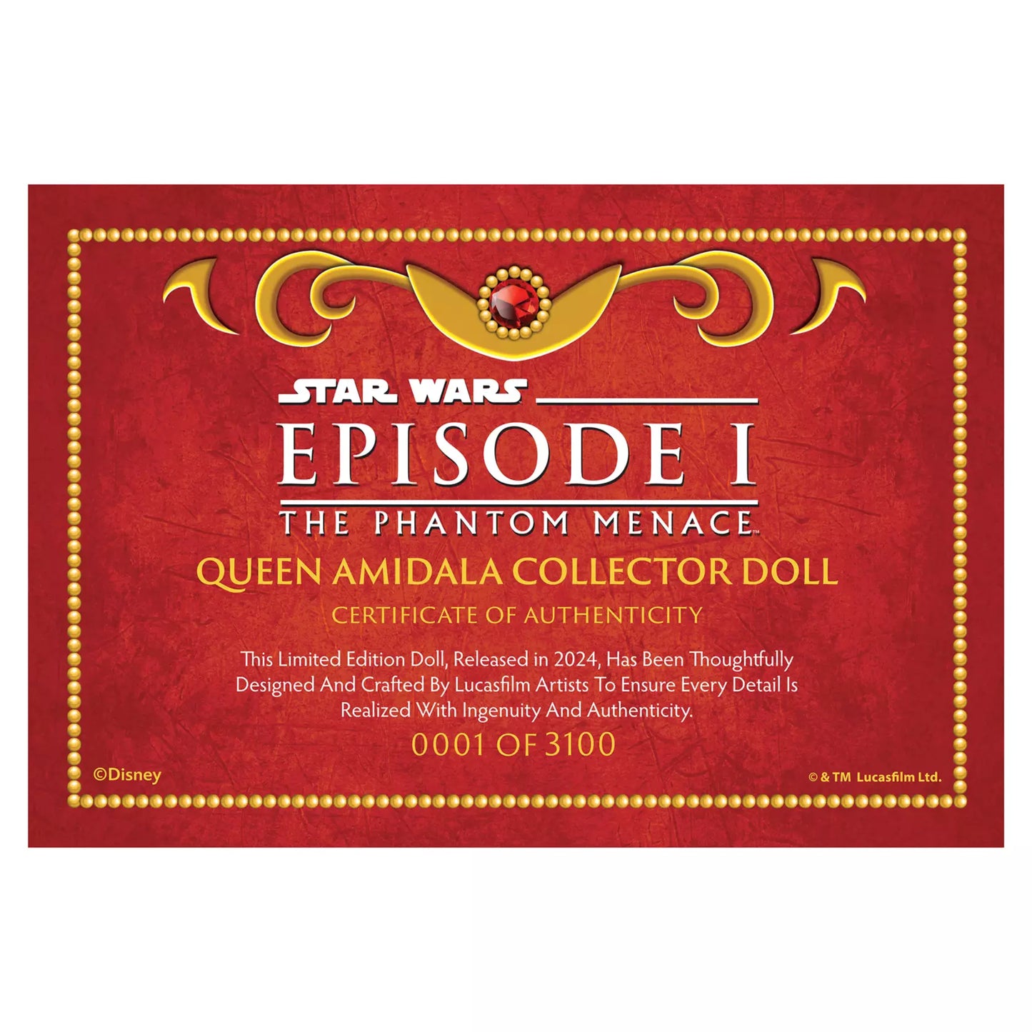 Queen Amidala Limited Edition Doll – 11'' – Star Wars: Episode 1 – The Phantom Menace 25th Anniversary