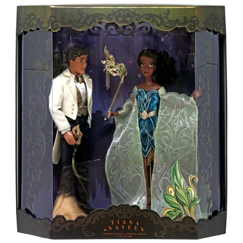 D23 Expo 2019 Disney Designer Midnight Masquerade Tiana & Naveen LE Doll Set