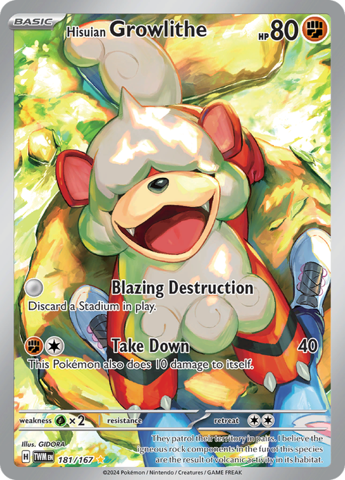 Hisuian Growlithe - 181/167 - SV06: Twilight Masquerade (TWM)