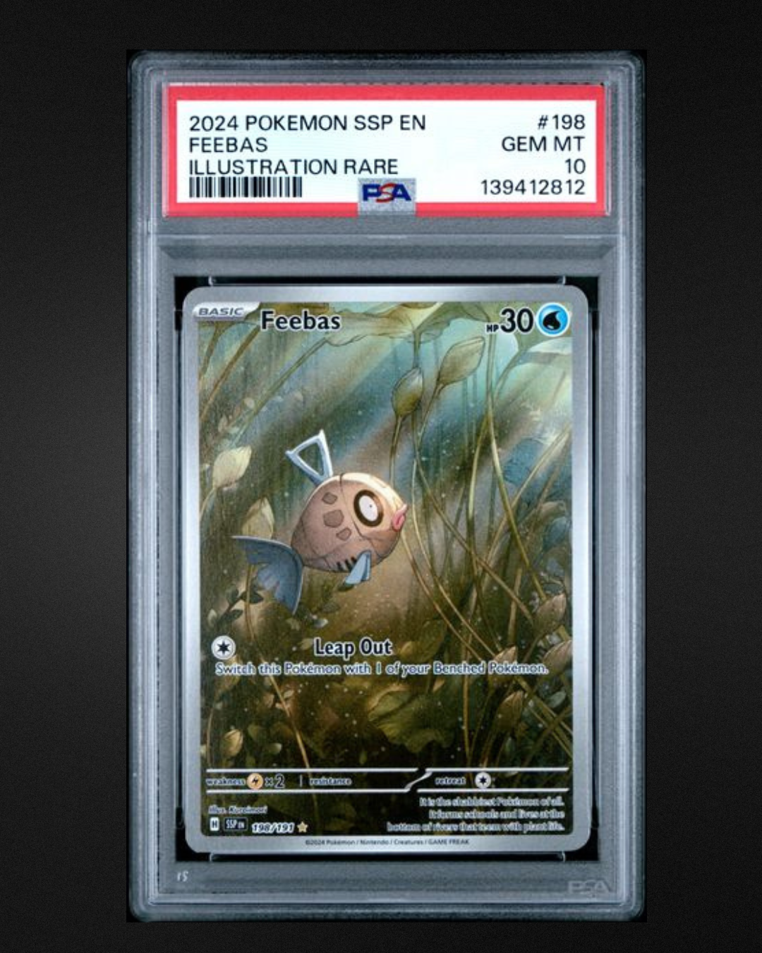 2024 Pokémon Ssp EN-Surging Sparks #198 Feebas - Illustration Rare (PSA 10 GEM MINT)