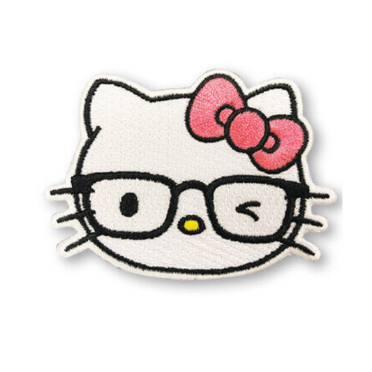 Hello Kitty with eyeglasses winking with pink bow Patch