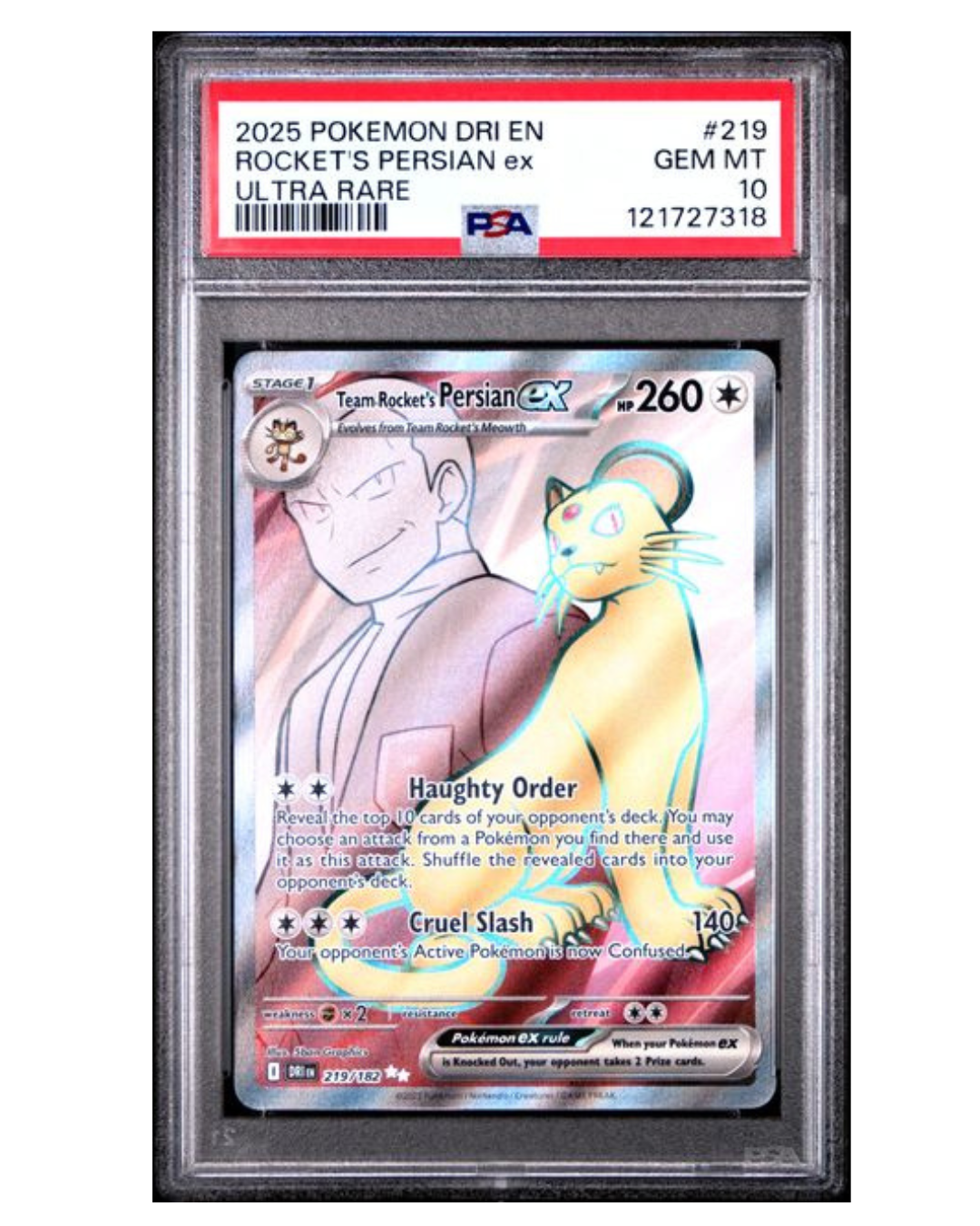 2025 POKEMON DRI EN-DESTINED RIVALS #219 ROCKET'S PERSIAN ex ULTRA RARE