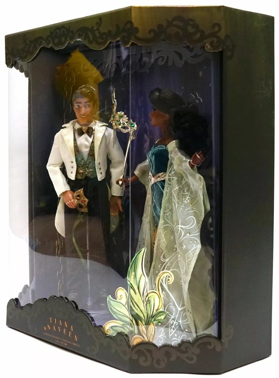 D23 Expo 2019 Disney Designer Midnight Masquerade Tiana & Naveen LE Doll Set