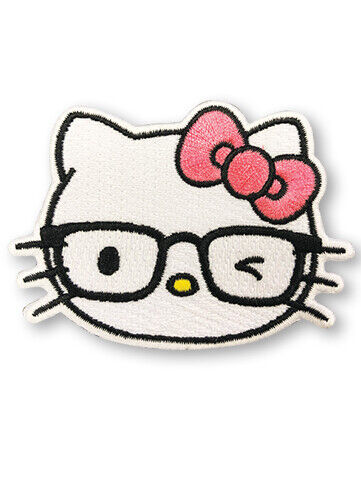 Hello Kitty with eyeglasses winking with pink bow Patch